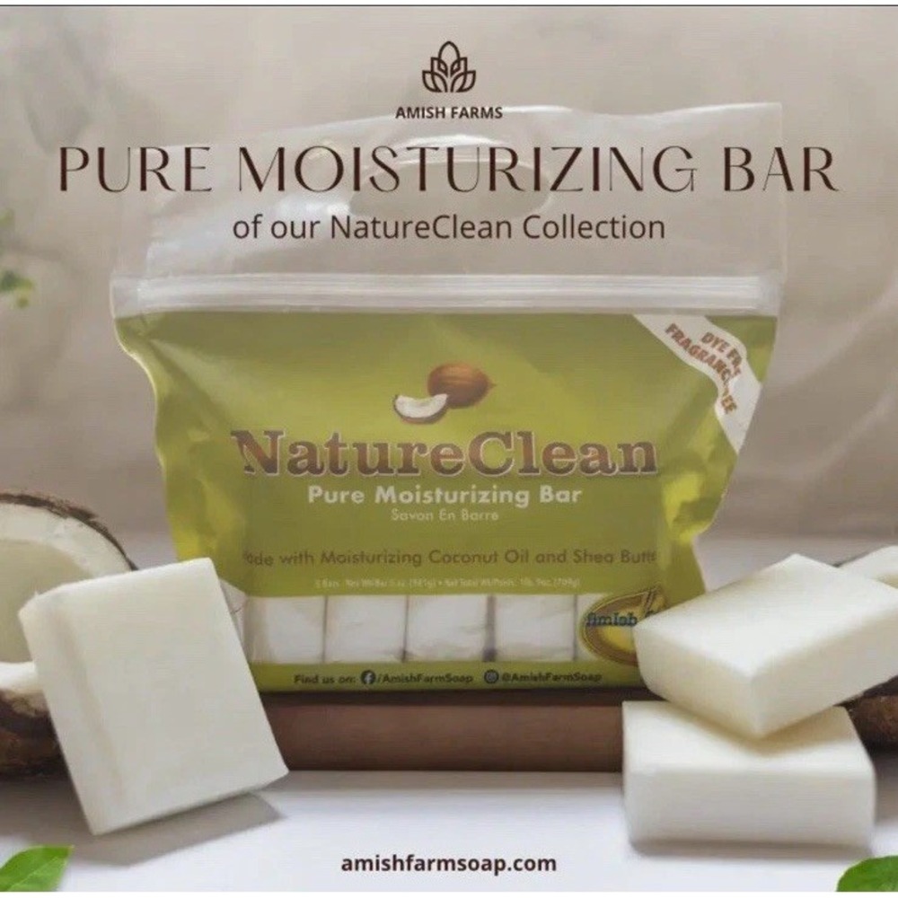 Amish Farm Bar Soap Unisex 5 Bars White New Fragrance Free NatureClean 57010